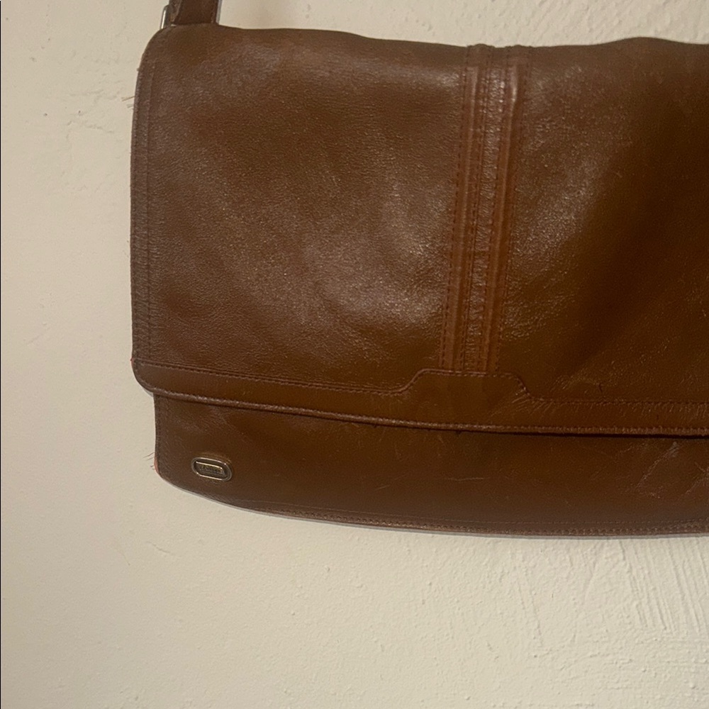 Vintage Brown Leather Phillippe Bag with Flap-Over Design